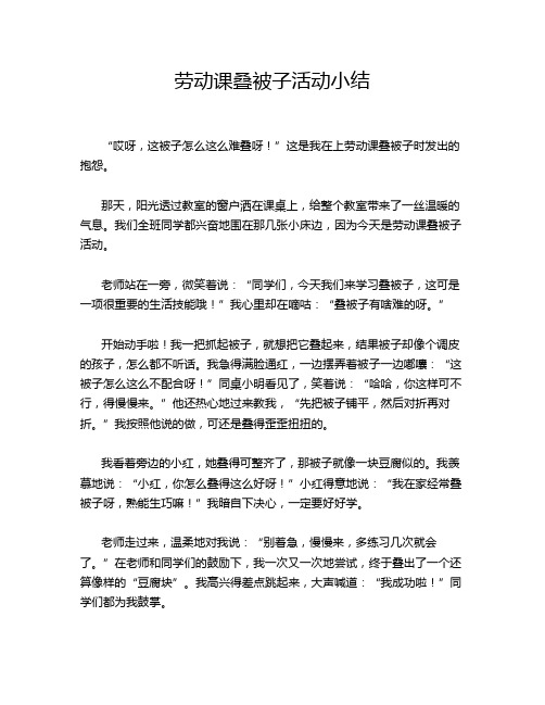 劳动课叠被子活动小结