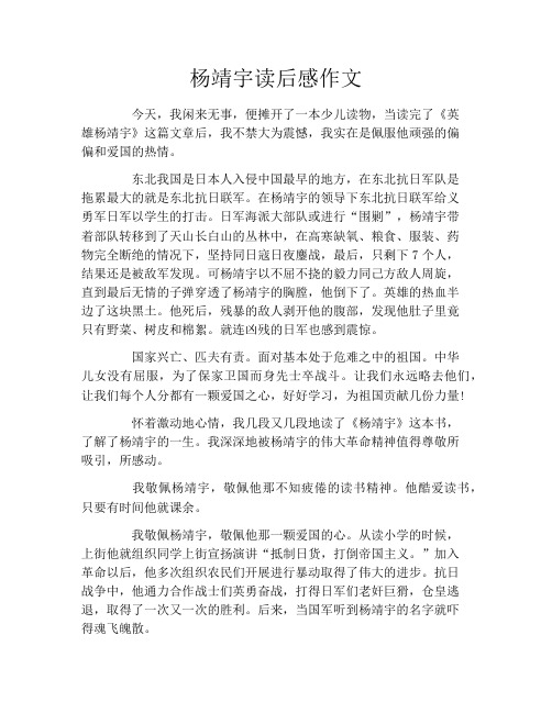 杨靖宇读后感作文