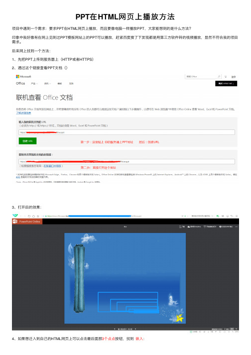 PPT在HTML网页上播放方法