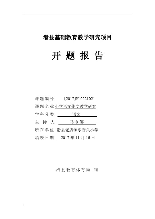 小学语文作文教学研究 课题开题报告