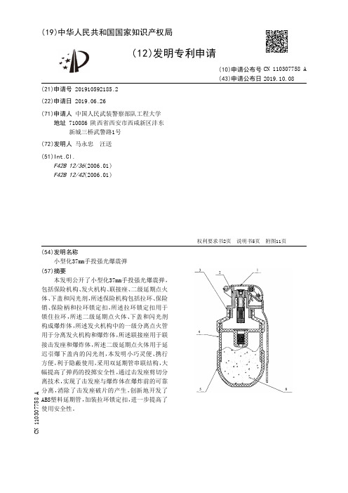 小型化37mm手投强光爆震弹[发明专利]