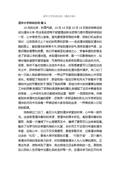 清华大学培训总结（精选5篇）