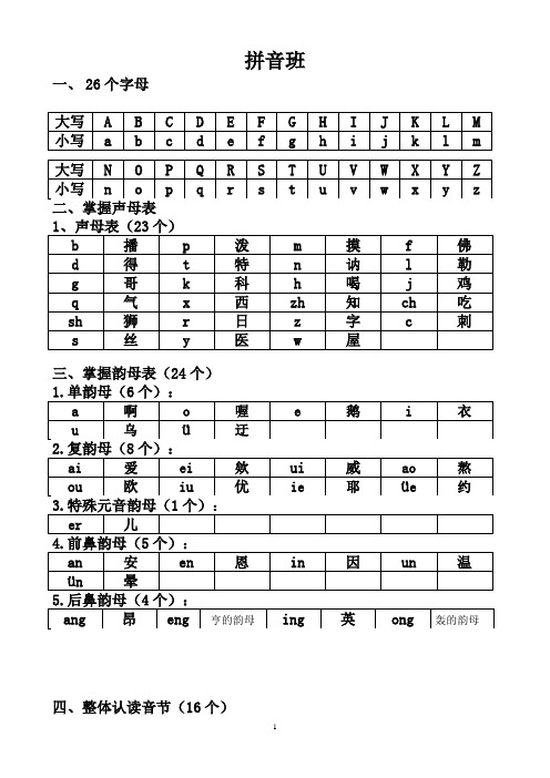 拼音班教学资料