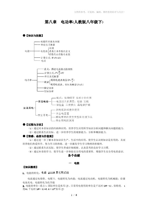 八年级物理电功率测试题