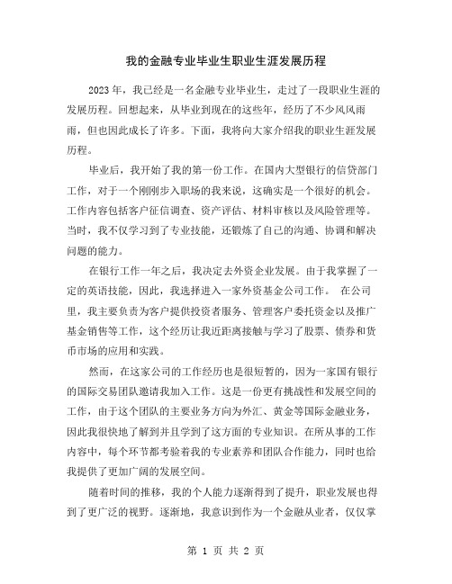 我的金融专业毕业生职业生涯发展历程