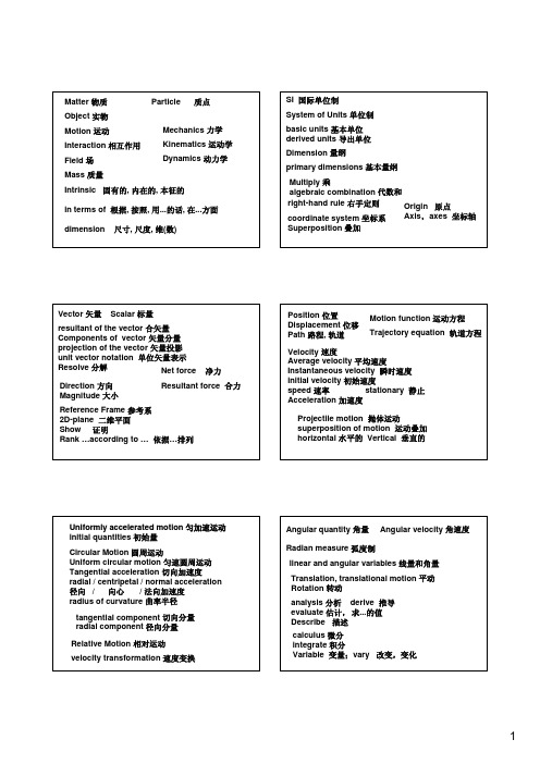 大学物理英文单词表1