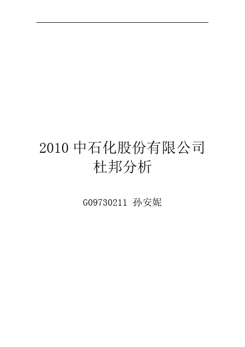 2010中石化 杜邦分析