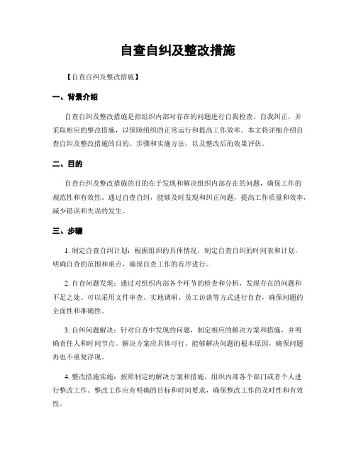 自查自纠及整改措施