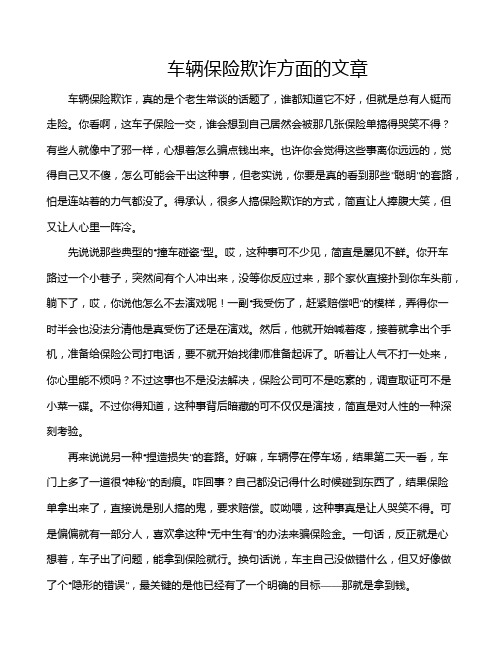 车辆保险欺诈方面的文章