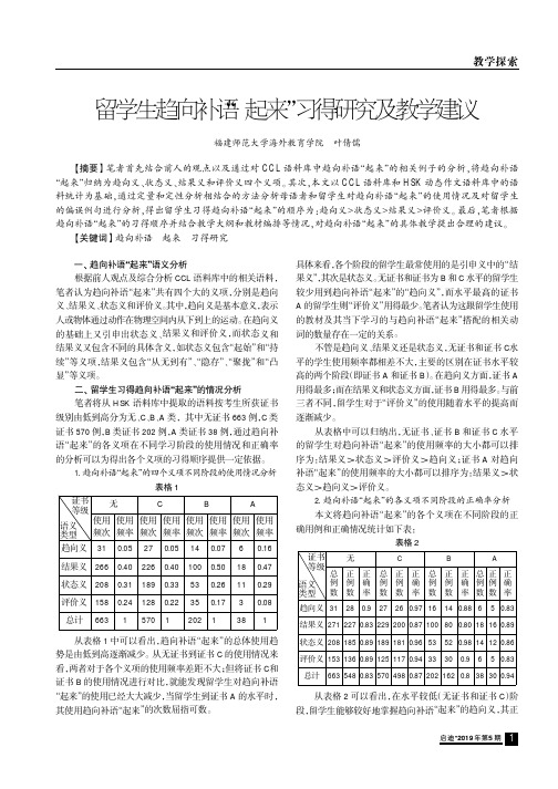 留学生趋向补语“起来”习得研究及教学建议