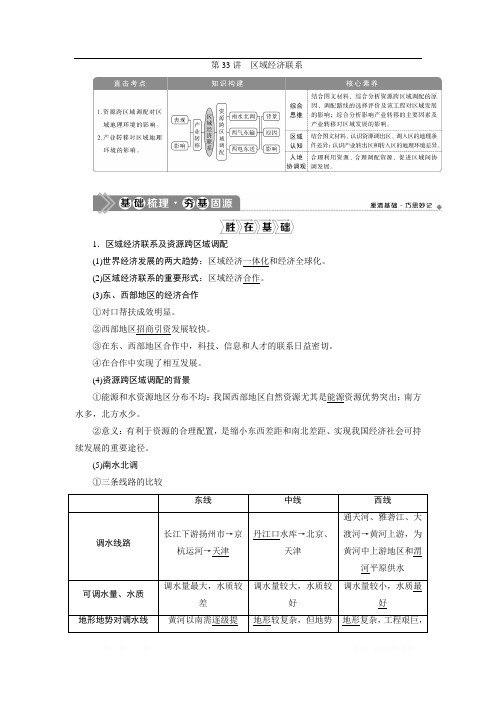 2021版新高考选考地理(湘教版)一轮复习教师用书：第33讲 区域经济联系 