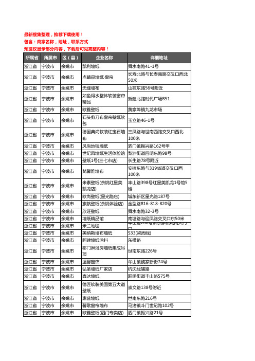 新版浙江省宁波市余姚市墙布企业公司商家户名录单联系方式地址大全46家