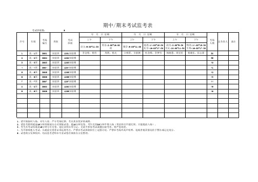 期中期末考试监考表