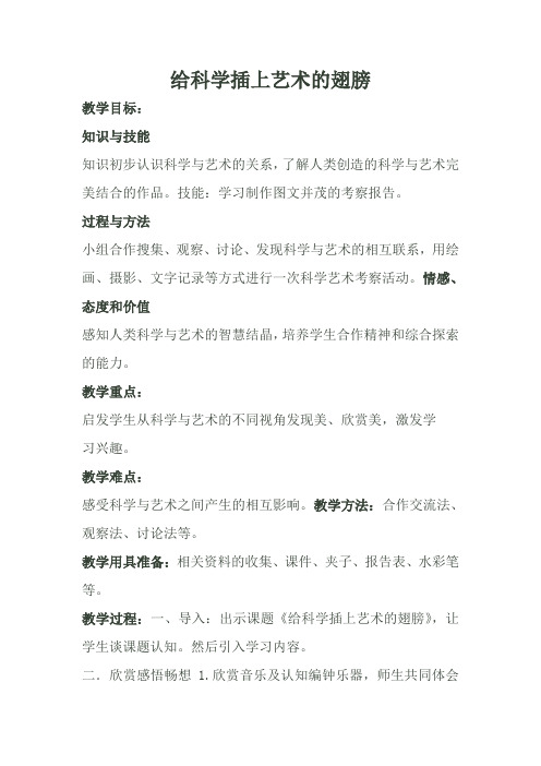 人民美术出版社小学美术五年级下册 第课：给科学插上艺术的翅膀(区一等奖)