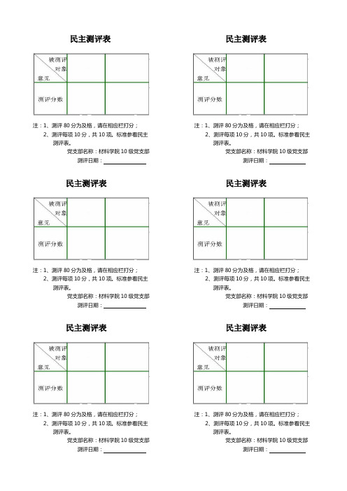 民主测评表