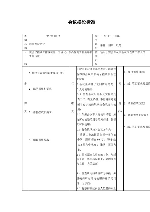 会议摆设标准