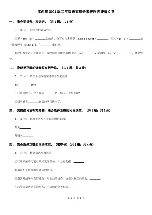 江西省2021版二年级语文综合素养阳光评价C卷(新版)