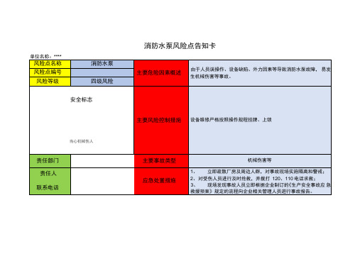 消防水泵风险点告知卡