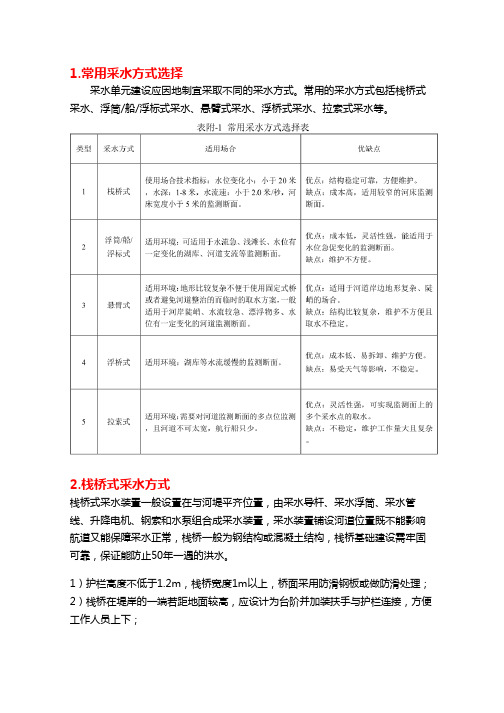 地表水水质自动监测站采水方式