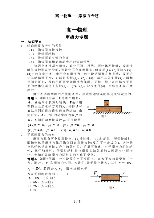 高一物理----摩擦力专题