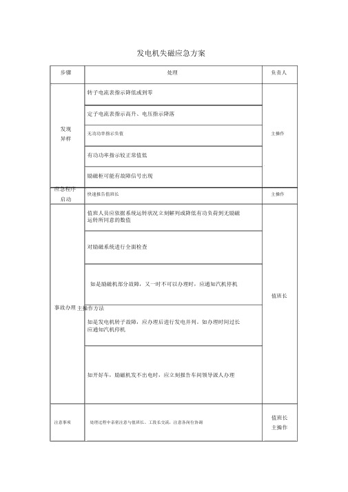 发电机失磁应急预案