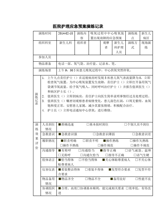 吸氧过程中中心吸氧装置出现故障的应急预案