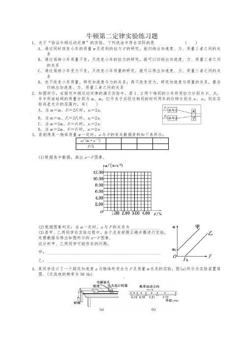 牛顿第二定律实验练习题(含答案)