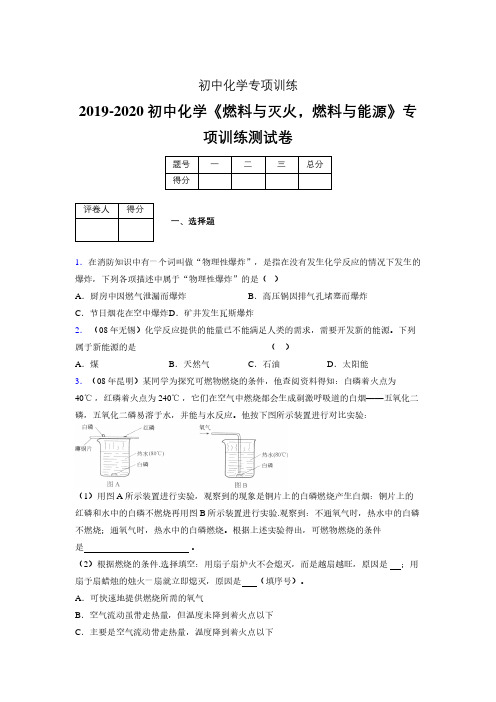 (中考)《燃料与灭火,燃料与能源》专项训练模拟测试(含答案) (233)