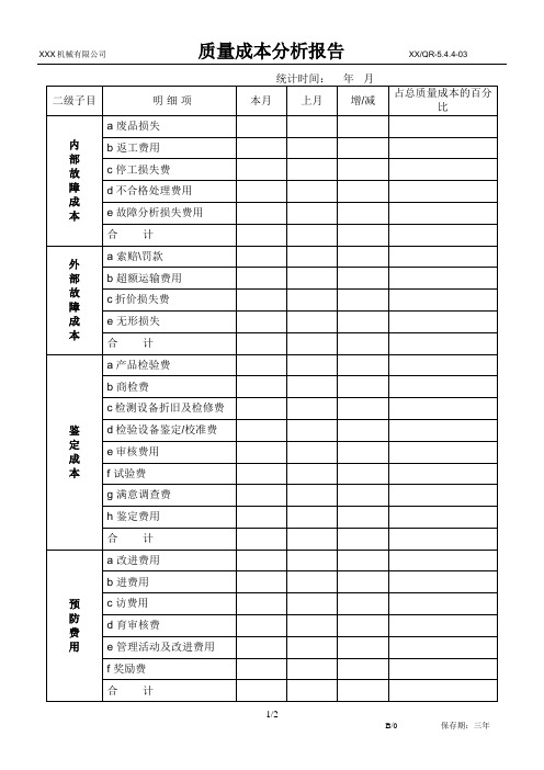 质量成本分析报告