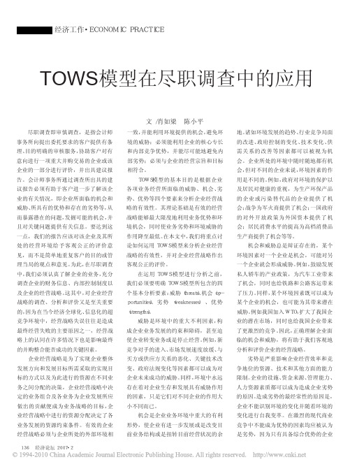 TOWS模型在尽职调查中的应用