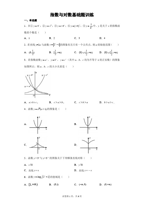 指数与对数基础题训练含详解