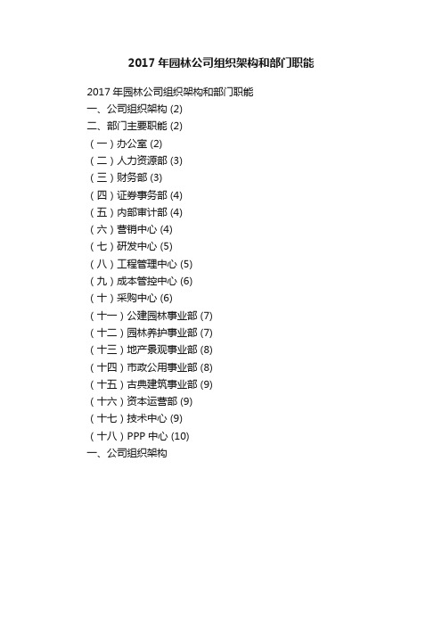 2017年园林公司组织架构和部门职能