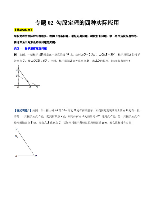 专题02 勾股定理的四种实际应用(原卷版)