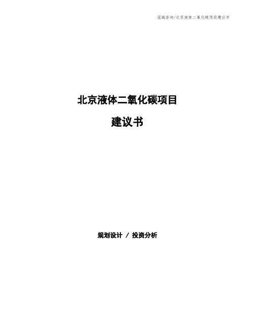 北京液体二氧化碳项目建议书