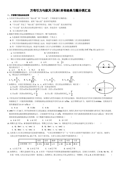 万有引力与航天(天体)所有经典习题分类汇总