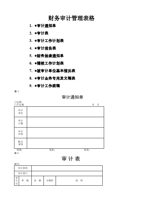 财务审计管理表格个表格