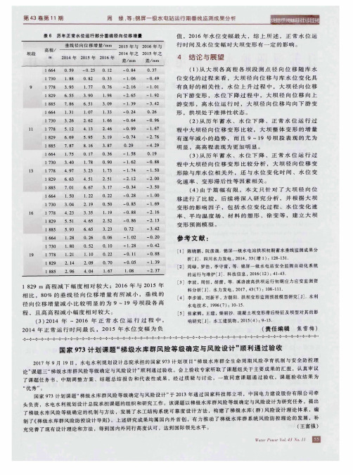 国家973计划课题“梯级水库群风险等级确定与风险设计”顺利通过验收