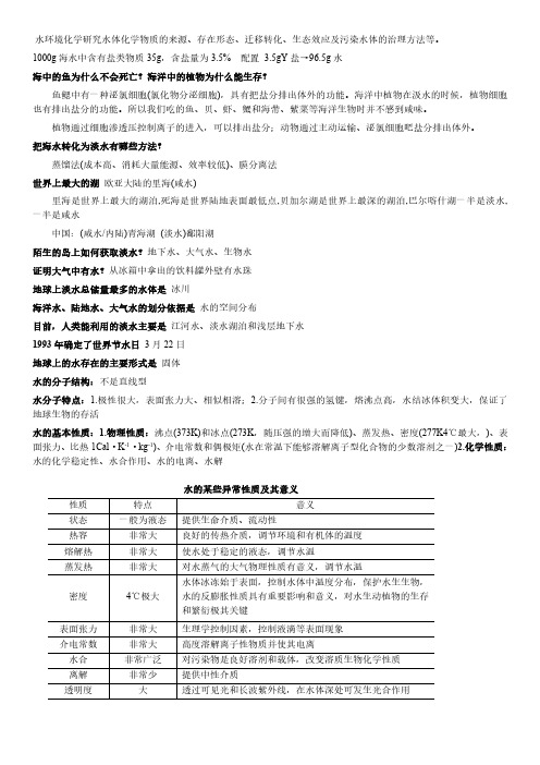 水环境化学复习资料