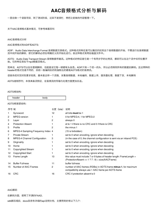 AAC音频格式分析与解码