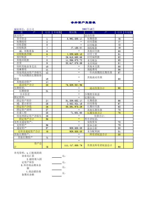 合并会计报表表样