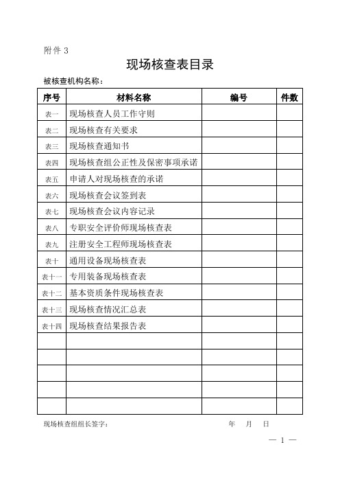 专职安全评价师现场核查表