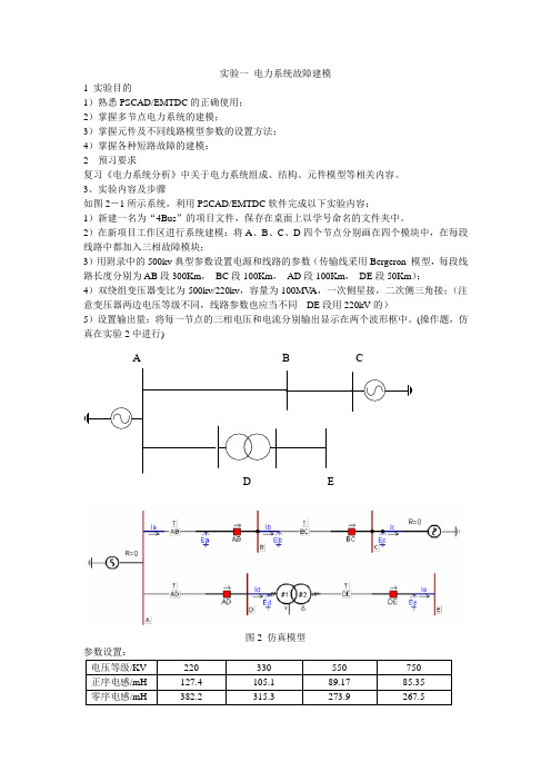 实验一 电力系统故障建模