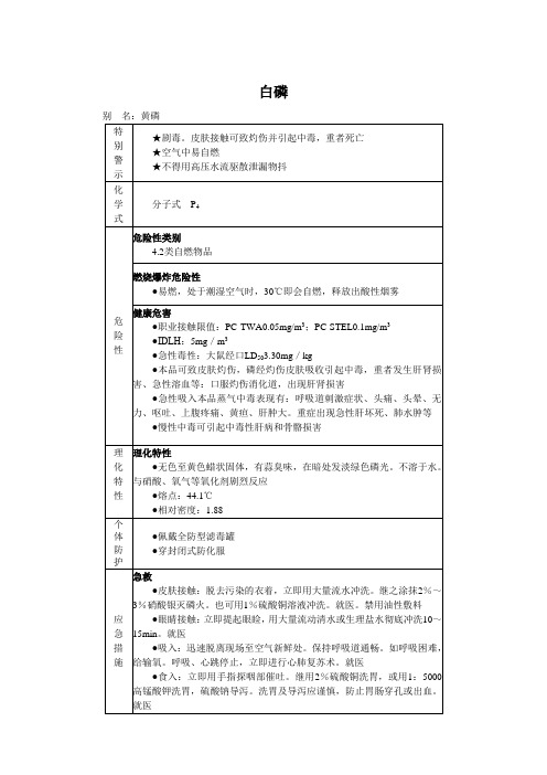 白磷MSDS化学品安全技术说明书