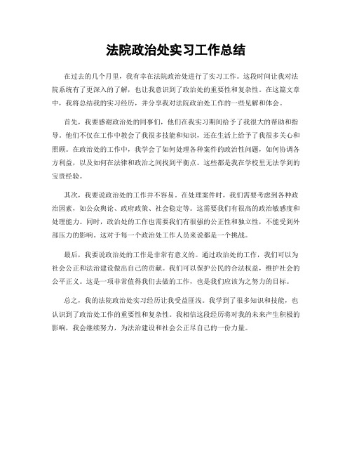 法院政治处实习工作总结