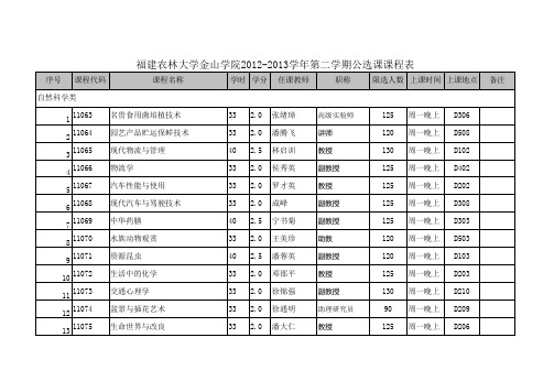 公选课课程表