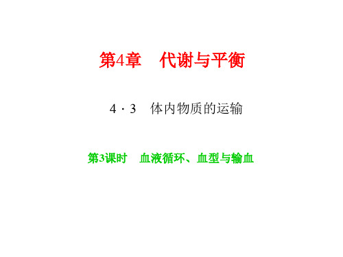 新浙教版九年级科学上册习题课件:4.3 体内物质的运输 第3课时 血液循环、血型与输血