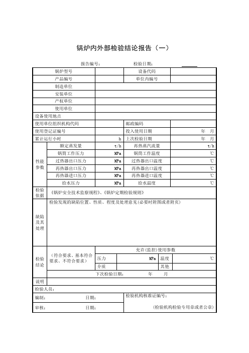 锅炉内外部检验结论报告