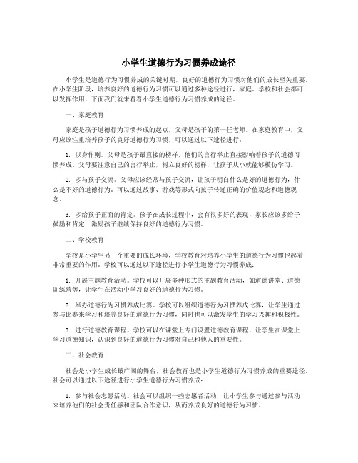 小学生道德行为习惯养成途径