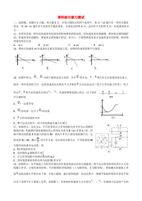 吉林省吉林市2014届高三理综下学期第二次模拟考试