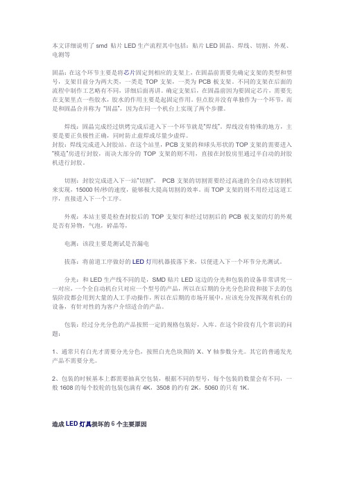 smd 贴片LED生产流程与造成LED灯具损坏的6个主要原因与光源频闪效应的危害性